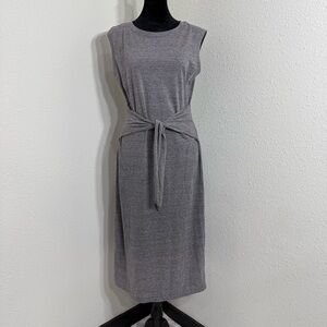 Susina Gray Sleeveless Sheath Midi Dress